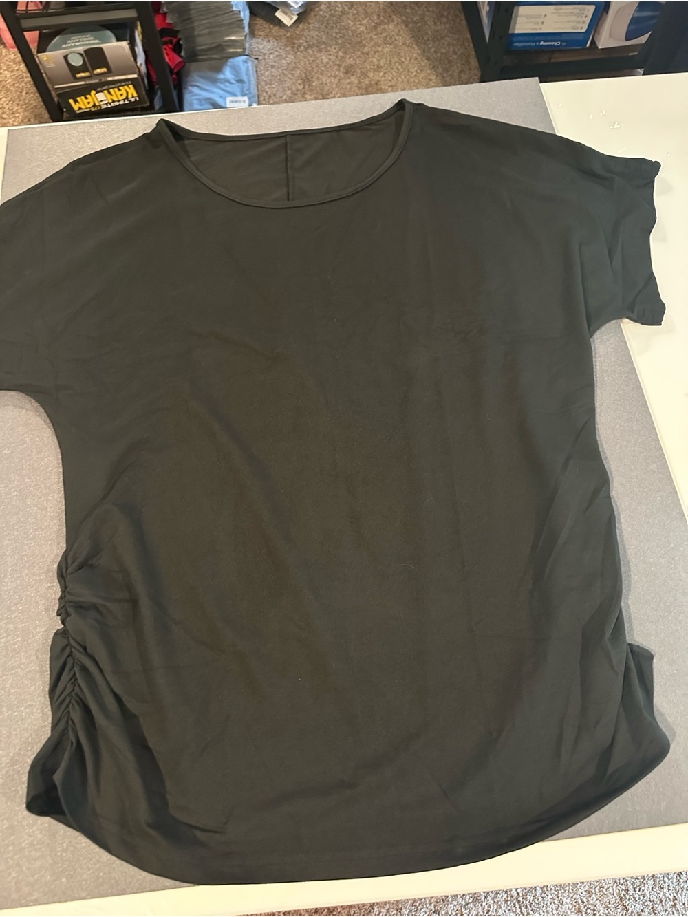 Women’s Black Side-Ruched Short Sleeve Top